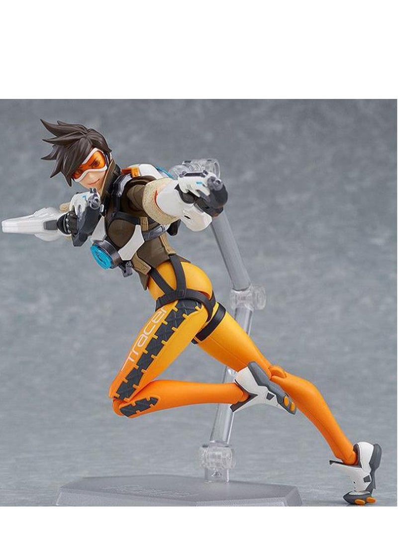 Overwatch Tracer Action Figure , DVA Toy For Kids , Animated Character Models , Desktop Decoration , Figure Sculpture , Model Ornaments Collection Set with Accessories