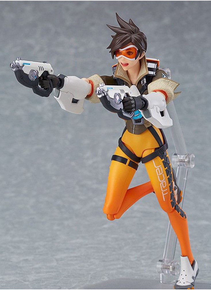Overwatch Tracer Action Figure , DVA Toy For Kids , Animated Character Models , Desktop Decoration , Figure Sculpture , Model Ornaments Collection Set with Accessories