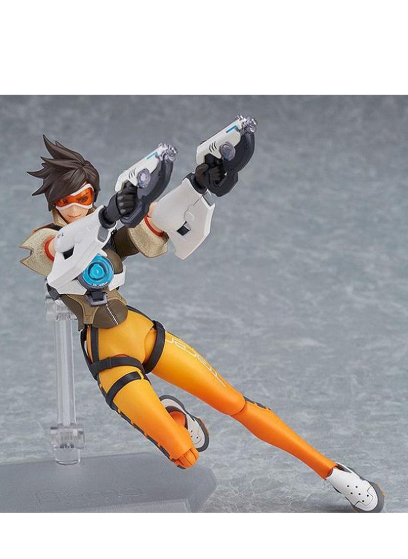 Overwatch Tracer Action Figure , DVA Toy For Kids , Animated Character Models , Desktop Decoration , Figure Sculpture , Model Ornaments Collection Set with Accessories