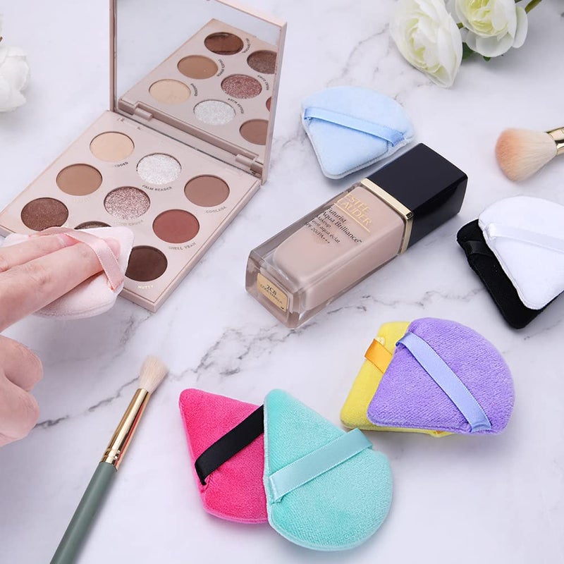 Faigy 2 Pieces Triangle Round Cosmetic Powder Puffs - Washable Reusable Soft Sponge for Makeup Foundation, Face Body Loose Powder, Wet Dry Makeup Tool (Multicolor) - Image 4