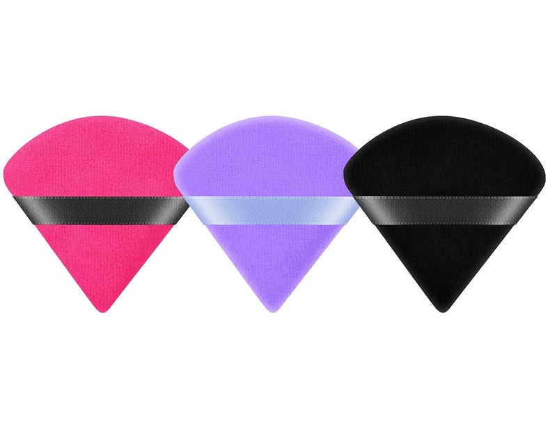 Faigy 2 Pieces Triangle Round Cosmetic Powder Puffs - Washable Reusable Soft Sponge for Makeup Foundation, Face Body Loose Powder, Wet Dry Makeup Tool (Multicolor) - Image 1