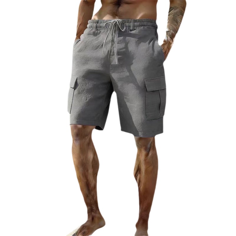 Men's Casual Cotton-Linen Shorts with Drawstring Elastic Waist - Image 5