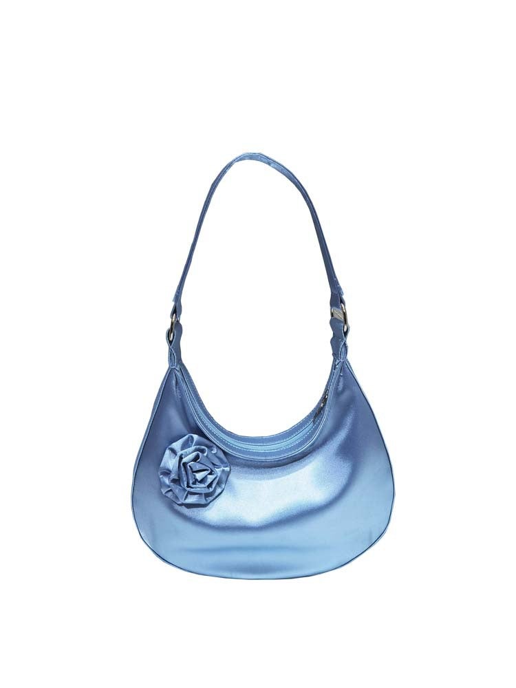 Bags For Women Niche Design Retro Satin Crescent Bag Rose Flower Handbag Single Shoulder Armpit Bag - Image 4