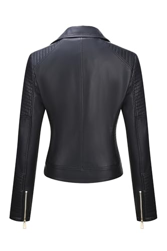 Bellivera Women Faux Leather Jacket Motorcycle Cropped Coat 53 Black XXL - Image 5