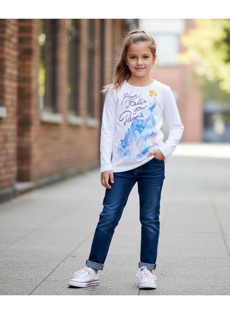 ديزني برنسيس تيشيرت أميرة ديزني سندريلا بأكمام طويلة من إنتاج كيدز تي في - Image 3