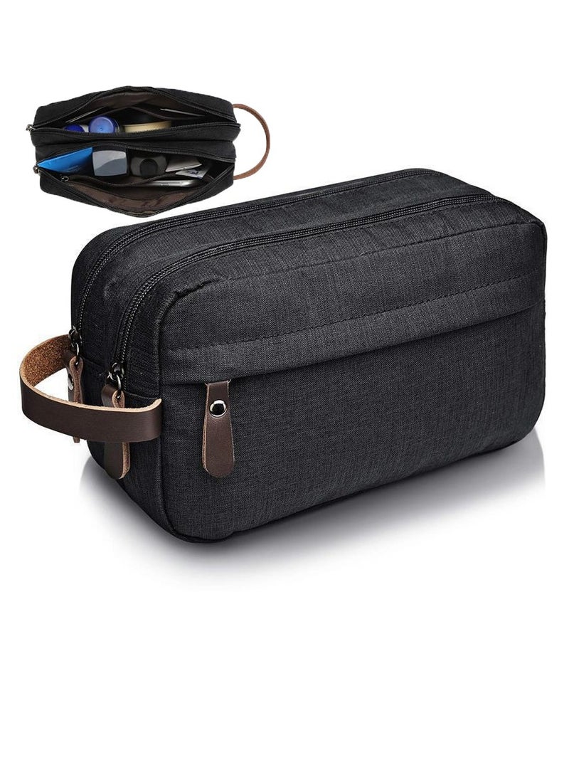 MJZ Travel Toiletry Organizer Bag, Bathroom Bag, Travel Bag with Two Compartments, Waterproof Portable Storage Bag, Cosmetic Bag with Handle Organizer Bag for Men and Women (Black) - Image 1