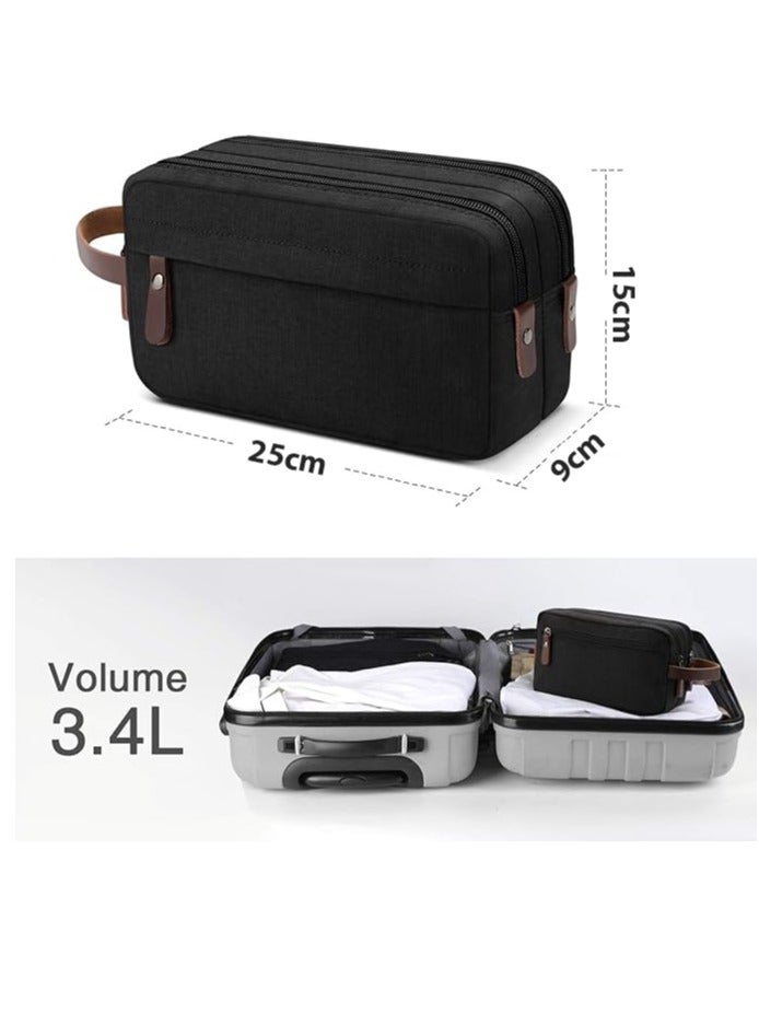 MJZ Travel Toiletry Organizer Bag, Bathroom Bag, Travel Bag with Two Compartments, Waterproof Portable Storage Bag, Cosmetic Bag with Handle Organizer Bag for Men and Women (Black) - Image 2