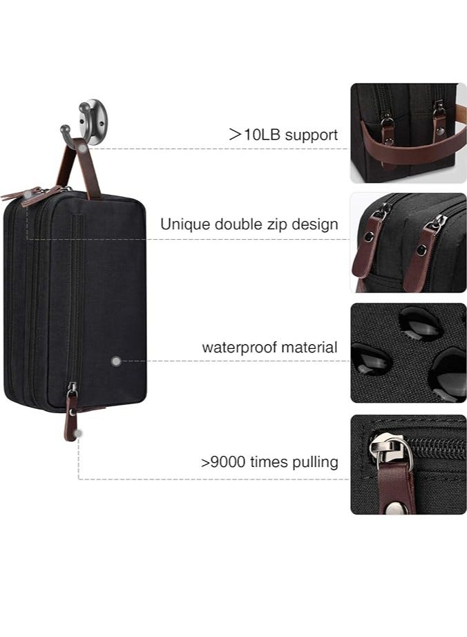 MJZ Travel Toiletry Organizer Bag, Bathroom Bag, Travel Bag with Two Compartments, Waterproof Portable Storage Bag, Cosmetic Bag with Handle Organizer Bag for Men and Women (Black) - Image 4