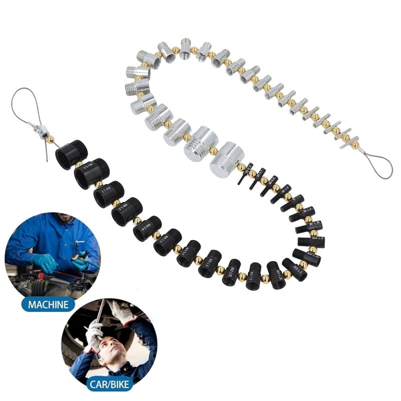 44 قطعة مجموعة قياس براغي وصواميل بمقياس خيط إمبراطوري ومتري مع حلقات قابلة للفصل - Image 5