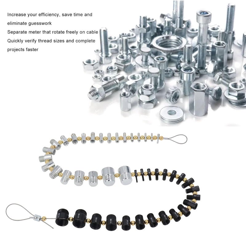 44 قطعة مجموعة قياس براغي وصواميل بمقياس خيط إمبراطوري ومتري مع حلقات قابلة للفصل - Image 3