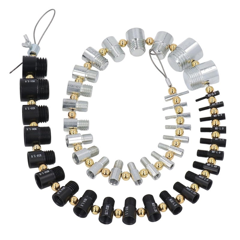 44 قطعة مجموعة قياس براغي وصواميل بمقياس خيط إمبراطوري ومتري مع حلقات قابلة للفصل - Image 1