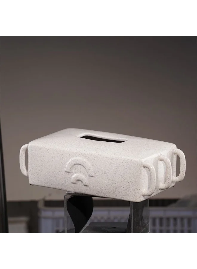 DANUBE HOME Cerelia Loop Tissue Box Cover 30.1x14x10.7cm White Modern Tissue Holder
