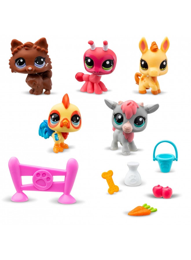Littlest Pet Shop Farm Besties Collector Set - Gen 7 Bobble Head Pets #56-60, Imagination Toy for Kids 4+ - Image 2