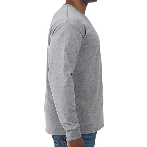 Jerzees Men's Dri-Power Cotton Blend Long Sleeve Tees, Moisture Wicking, Odor Protection, UPF 30+, Sizes S-3X, Athletic Heather, X-Large - Image 2
