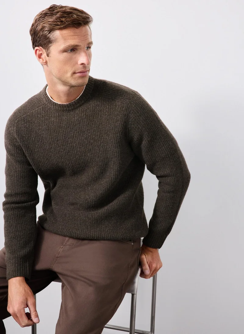 ماتلان Brown Ribbed Knitted Jumper