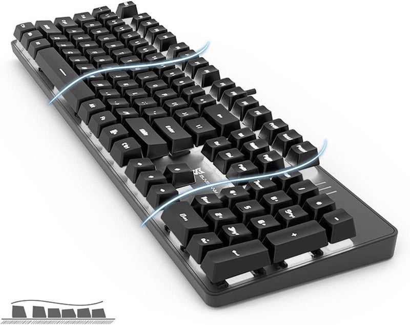 Merdia Hot Swappable Mechanical Gaming Keyboard - White Backlit with Blue Switches and 104 Keys Layout - Wired Gaming Keyboard - Image 2