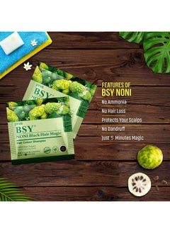 BSY BSY Noni Black Hair Magic Hair colour shampoo (12ml x 24 Sachets) | Ammonia Free Hair Color Shampoo for men| Natural Black Permanent Hair Dye Shampoo for women | Noni Fruit Hair Dye | 5 Minutes Hair Colour | Easy to use Hair Colour Shampoo  - Image 5
