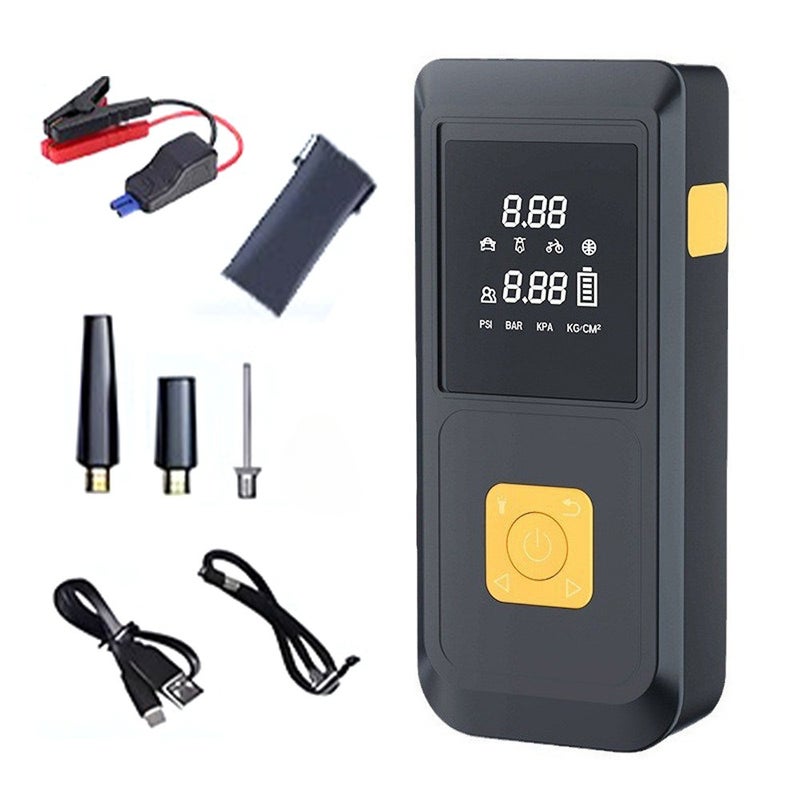 Car Tire Inflation Pump Car Jump Starter Multifunctional Mobilephone Recharger Electric Motorcycle Car Battery Starter Auto Tyre Inflator with LED Light - Image 1
