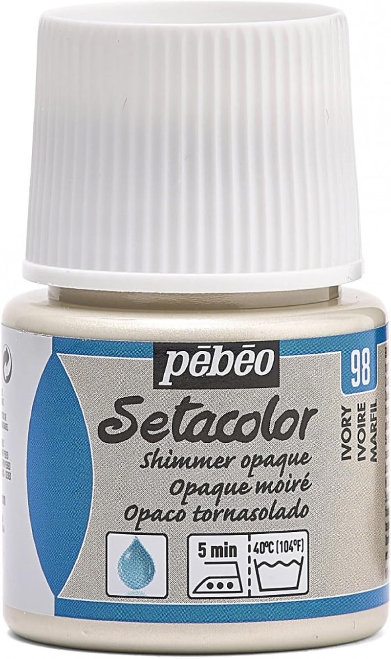 Pebeo Setacolor Opaque Fabric Paint 45-Milliliter Bottle, Shimmer Ivory - Image 1