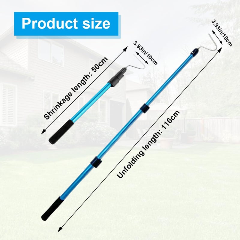 HASTHIP ® 116cm Telescopic Hook for Garbage Lifting, Stainless Steel Hook Pole, Anti-Slip Outdoor Retrieval Tool for Catching Handling Grabber Separate Small Objects - Image 2