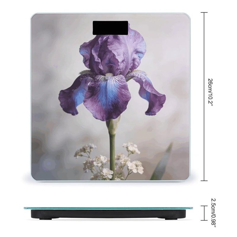 Purple Iris Weight Scale Household High Precision Digital Body Scale Cute Compact Slim Bathroom Scale Sleek Modern Personal Body Weighing Machine for Bedroom Kitchen and Bathroom - Image 2