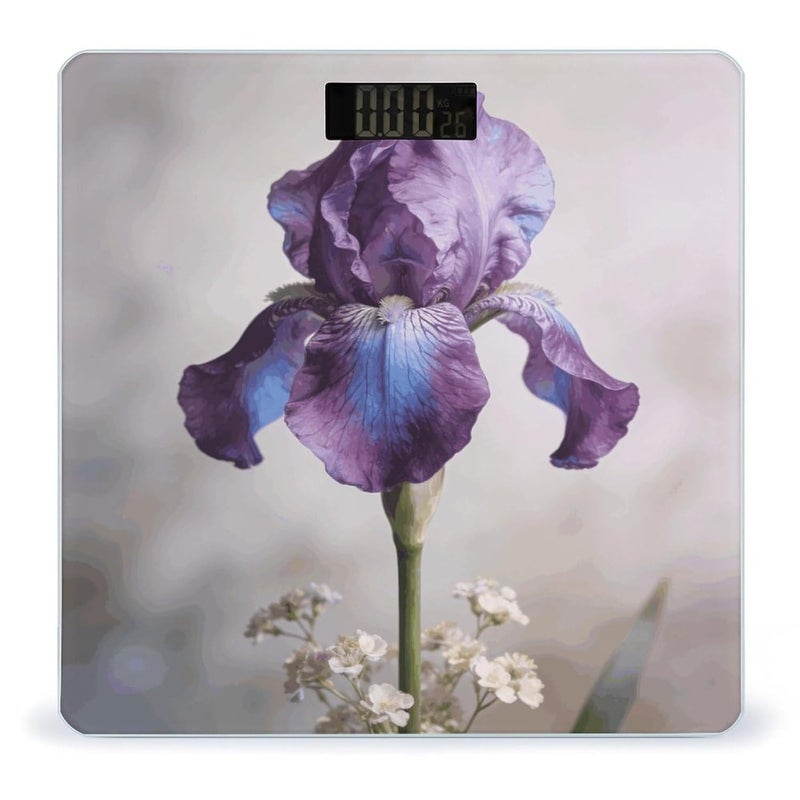 Purple Iris Weight Scale Household High Precision Digital Body Scale Cute Compact Slim Bathroom Scale Sleek Modern Personal Body Weighing Machine for Bedroom Kitchen and Bathroom - Image 1