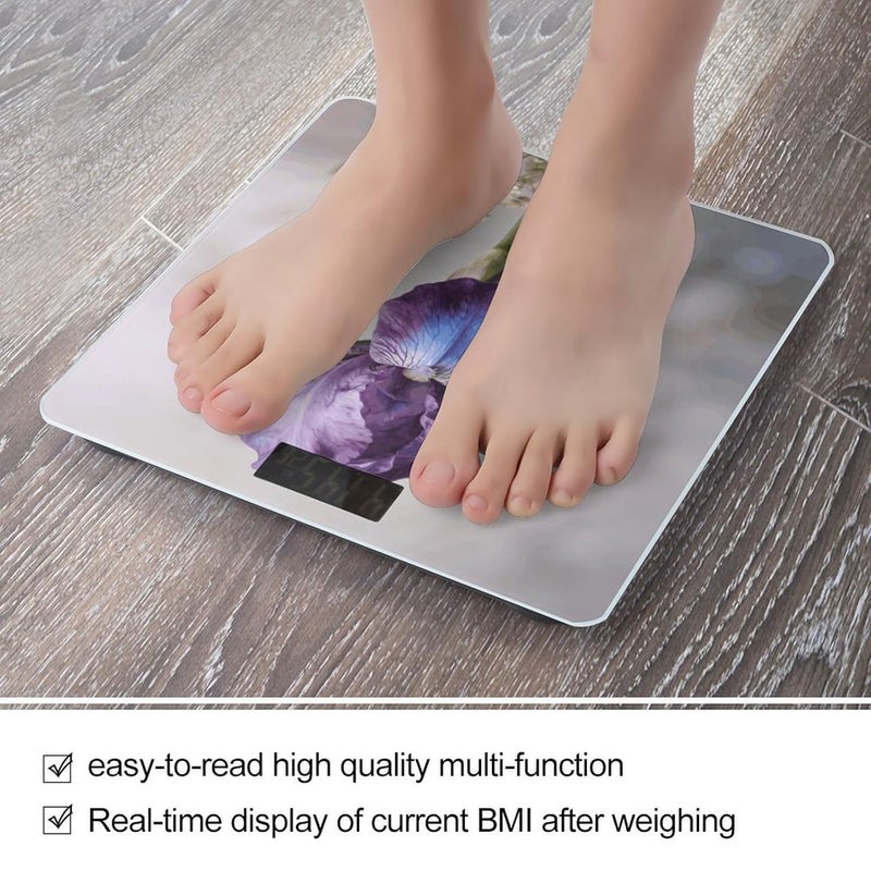Purple Iris Weight Scale Household High Precision Digital Body Scale Cute Compact Slim Bathroom Scale Sleek Modern Personal Body Weighing Machine for Bedroom Kitchen and Bathroom - Image 5