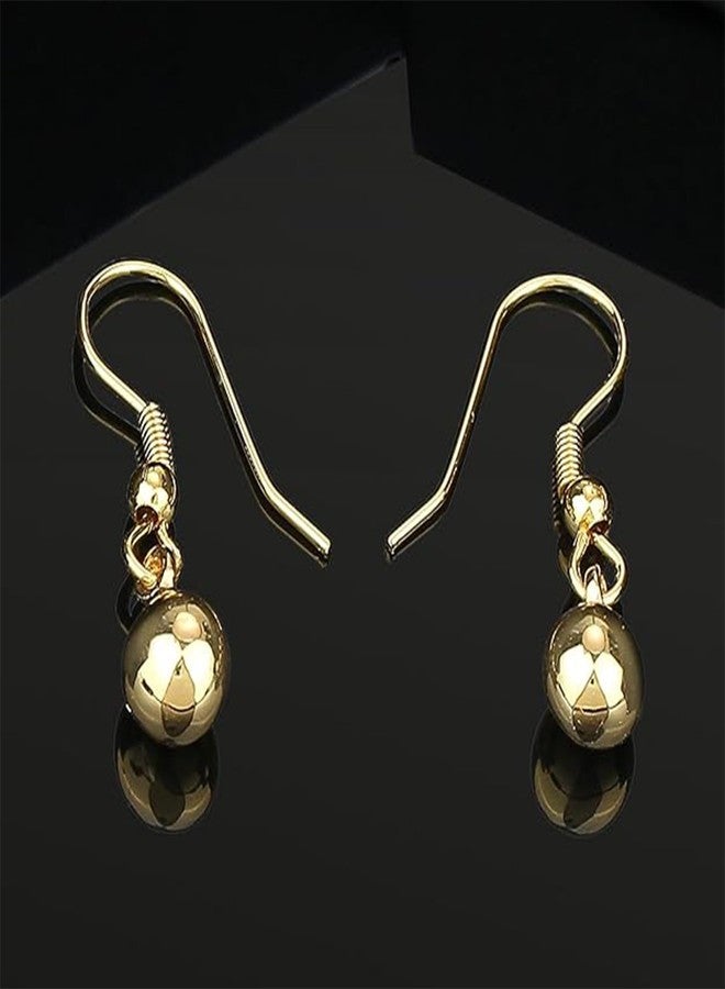 استيل أقراط إستيل للنساء، مطلية بالذهب، بتصميم خطاف السمكة، مع كرة متدلية، مناسبة للفتيات والسيدات - 333/714 ER - Image 2