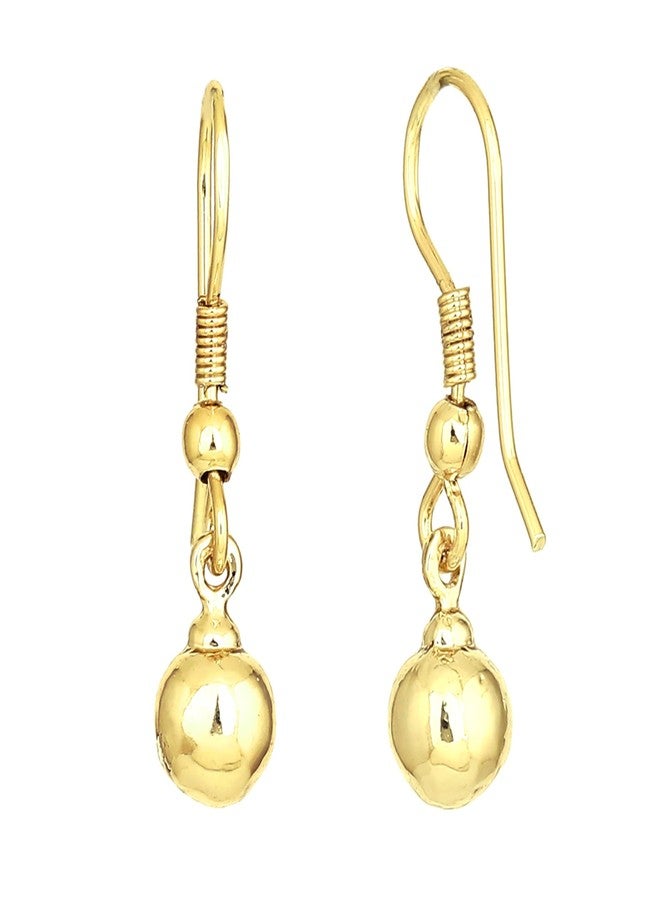 استيل أقراط إستيل للنساء، مطلية بالذهب، بتصميم خطاف السمكة، مع كرة متدلية، مناسبة للفتيات والسيدات - 333/714 ER - Image 1