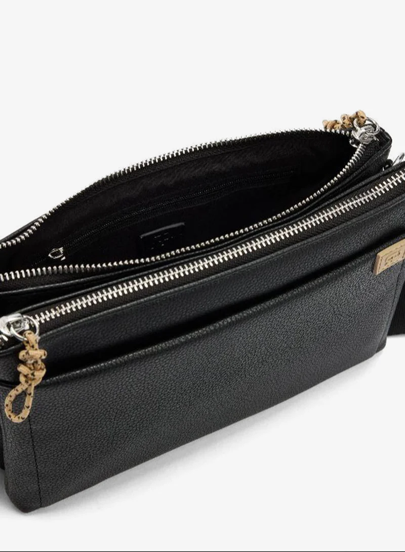 PARFOIS Black Double crossbody bag with texture for Women | Best Price UAE