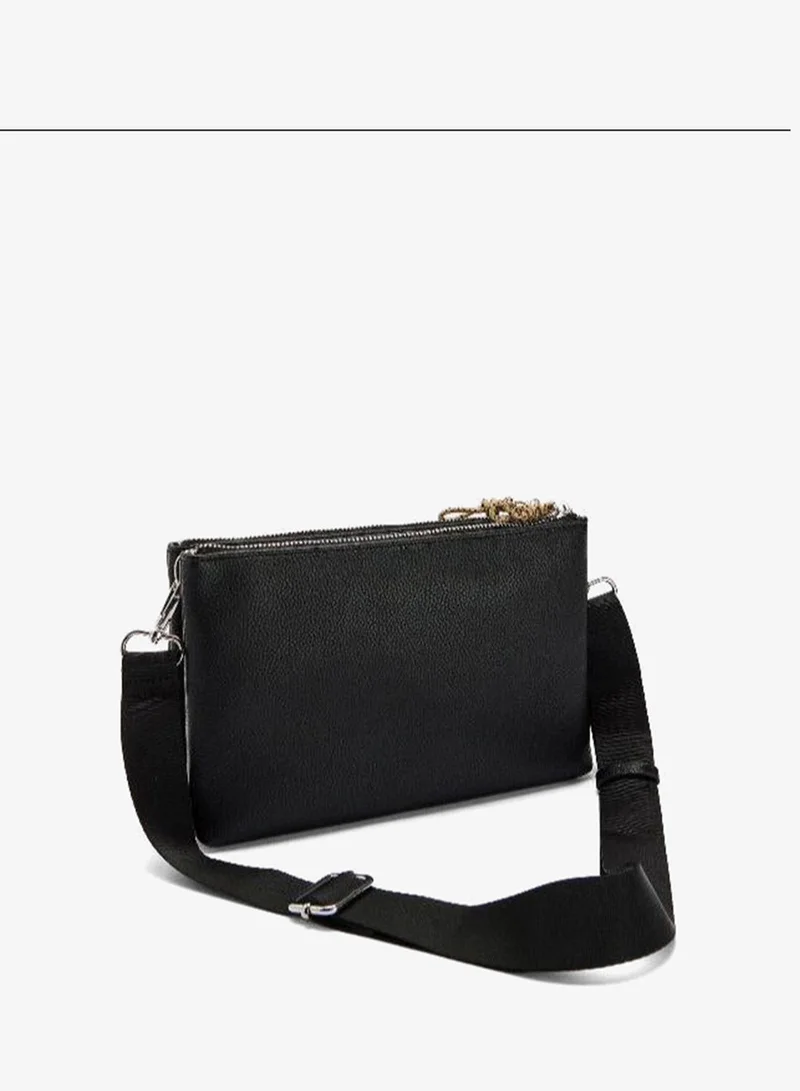 PARFOIS Black Double crossbody bag with texture for Women | Best Price UAE