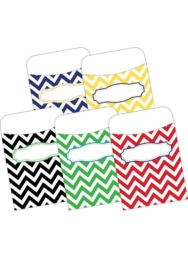 BARKER CREEK BARKER CREEK Peel & Stick Library Pockets, Nautical Chevron, 5 Colors, Great for Holding Library, Index, and Flash Cards, Hall Passes, Recipes, and More! 3-1/2" x 5-1/8", 30 per Pkg (1232) 