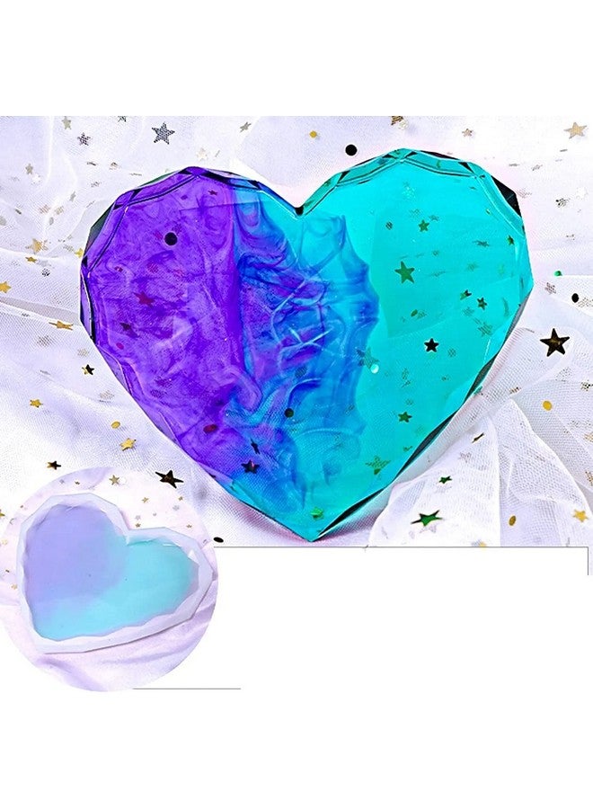AmigozZ Diamond Cut Heart Shape Multipurpose Silicone Coaster Mould for Epoxy Resin, Silicon DIY Coaster Molds Diamond Cut Heart Agate Uneven Shape(1pc) - Image 3