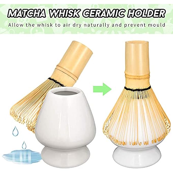 كاست ويف طقم شاي ياباني، ملحقات حفل شاي ماتشا، طقم أدوات مزج شاي ماتشا التقليدي، طقم مكون من 3 قطع، أبيض - Image 4