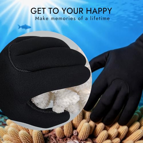 PAWHITS Wetsuit Gloves 3mm Neoprene Gloves Thermal Anti-Slip Diving Gloves for Men Women (M) - Image 4