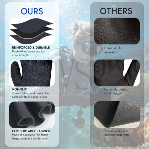 PAWHITS Wetsuit Gloves 3mm Neoprene Gloves Thermal Anti-Slip Diving Gloves for Men Women (M) - Image 3