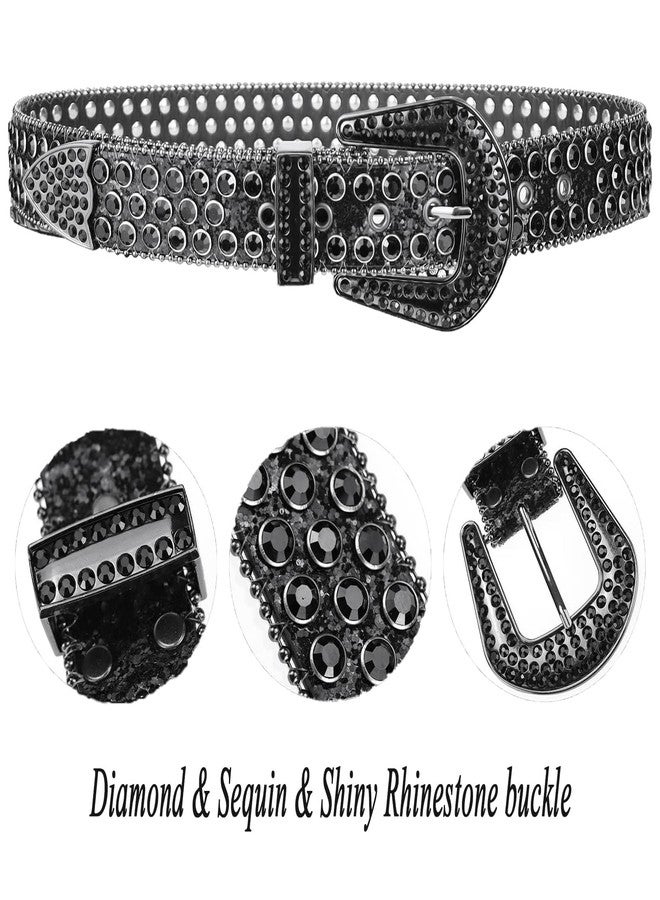 UTOWO Rhinestone Belt for Women Men, Western Cowgirl Cowboy Bling Studded Leather Belt for Jeans Pants - Image 3