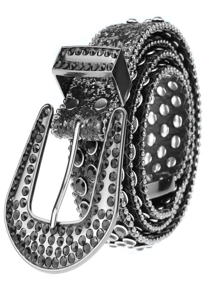 UTOWO Rhinestone Belt for Women Men, Western Cowgirl Cowboy Bling Studded Leather Belt for Jeans Pants - Image 4