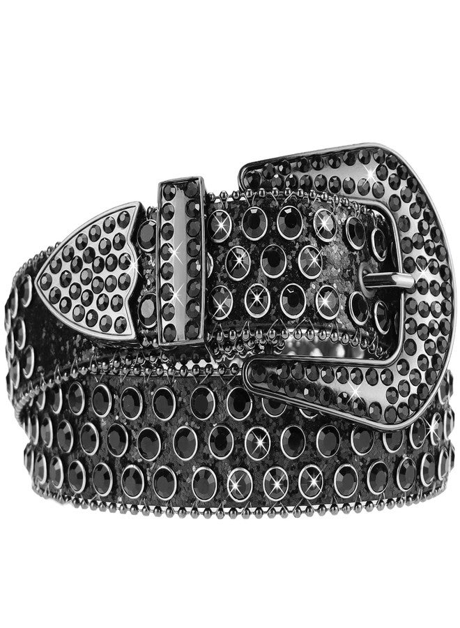 UTOWO Rhinestone Belt for Women Men, Western Cowgirl Cowboy Bling Studded Leather Belt for Jeans Pants - Image 1