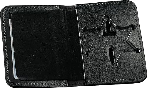 Perfect Fit Shield Wallets Perfect Fit 6 Point Star Illinois Sheriff Badge and Id Case Bifold Wallet 6 Point Star Badge Cutout Black Leather cutout 229 - Image 1