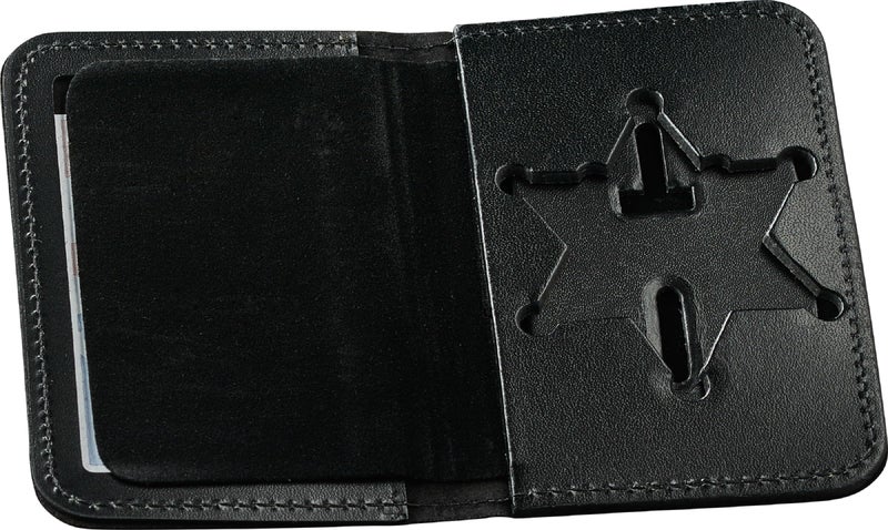 Perfect Fit Shield Wallets Perfect Fit 6 Point Star Illinois Sheriff Badge and Id Case Bifold Wallet 6 Point Star Badge Cutout Black Leather cutout 229 - Image 2