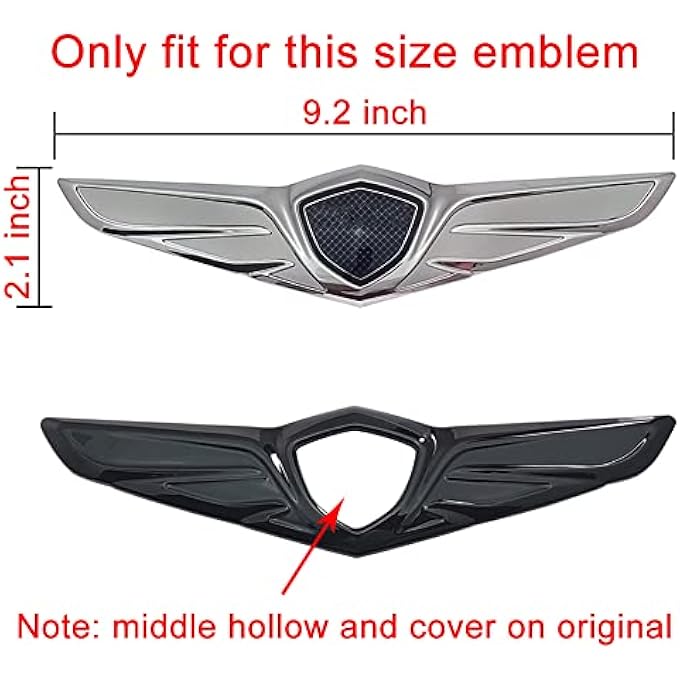 ريحني غطاء محرك أمامي أسود لامع، شعار الجناح الأوسط، شعار الشارة، تشطيمات التشكيل لجينيسيس Gv80 2021 2022 2023 - Image 4