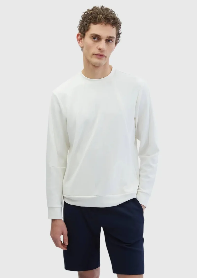 RAMSEY Ecru Crew Neck Plain Sweatshirt
