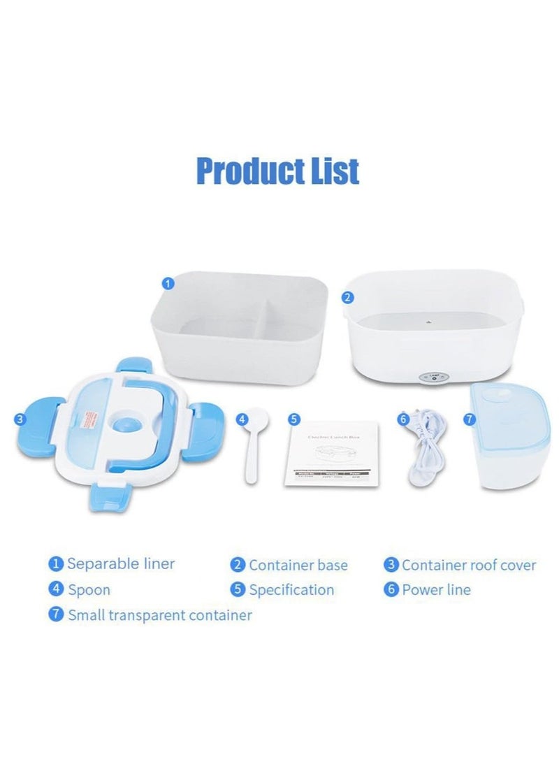 ELTRAZONE صندوق غداء كهربائي للسيارة والمنزل، سخان طعام محمول مع صناديق وجبات خفيفة مقاومة للتسرب وخالية من BPA، آمن للاستخدام في الميكروويف - مثالي للبالغين والفتيات والفتيان (أزرق) - Image 3