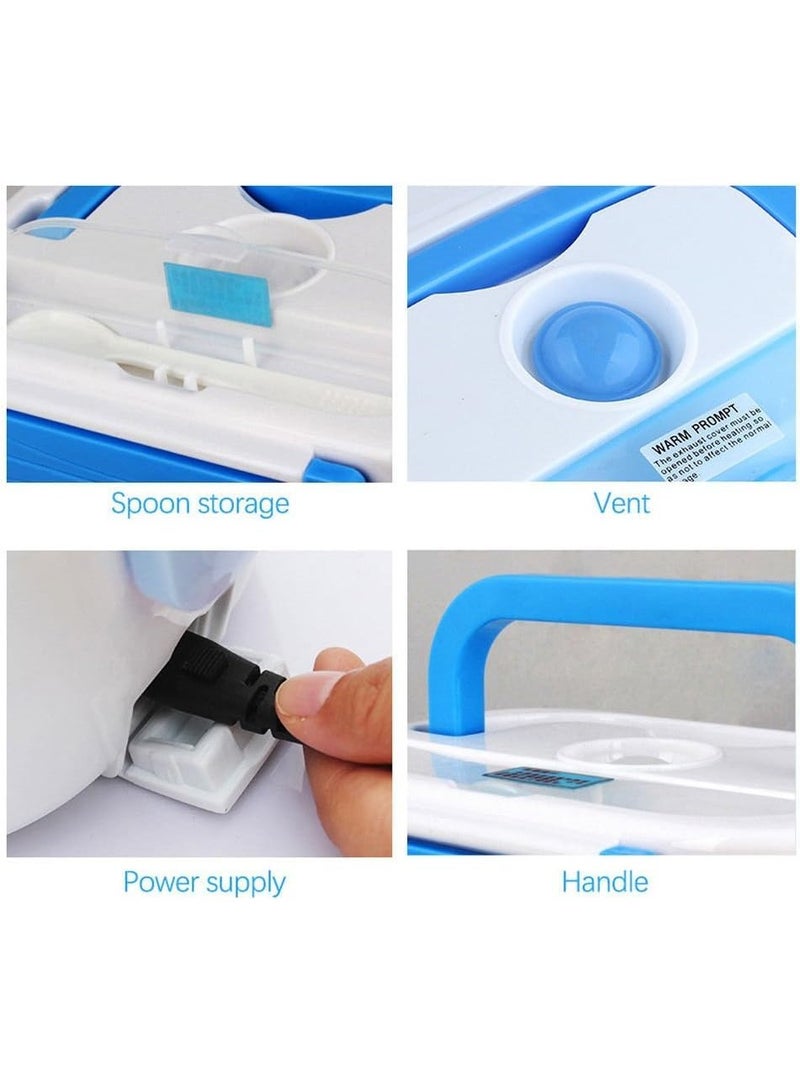 ELTRAZONE صندوق غداء كهربائي للسيارة والمنزل، سخان طعام محمول مع صناديق وجبات خفيفة مقاومة للتسرب وخالية من BPA، آمن للاستخدام في الميكروويف - مثالي للبالغين والفتيات والفتيان (أزرق) - Image 4