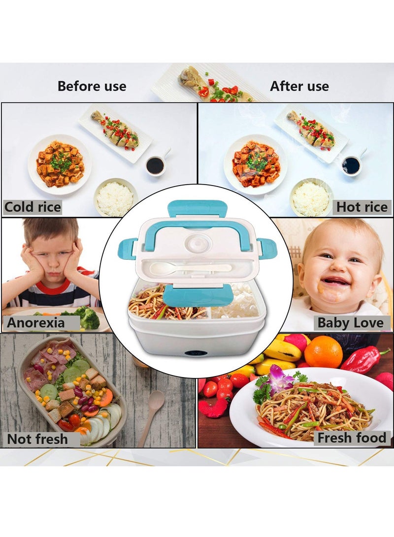 ELTRAZONE صندوق غداء كهربائي للسيارة والمنزل، سخان طعام محمول مع صناديق وجبات خفيفة مقاومة للتسرب وخالية من BPA، آمن للاستخدام في الميكروويف - مثالي للبالغين والفتيات والفتيان (أزرق) - Image 5