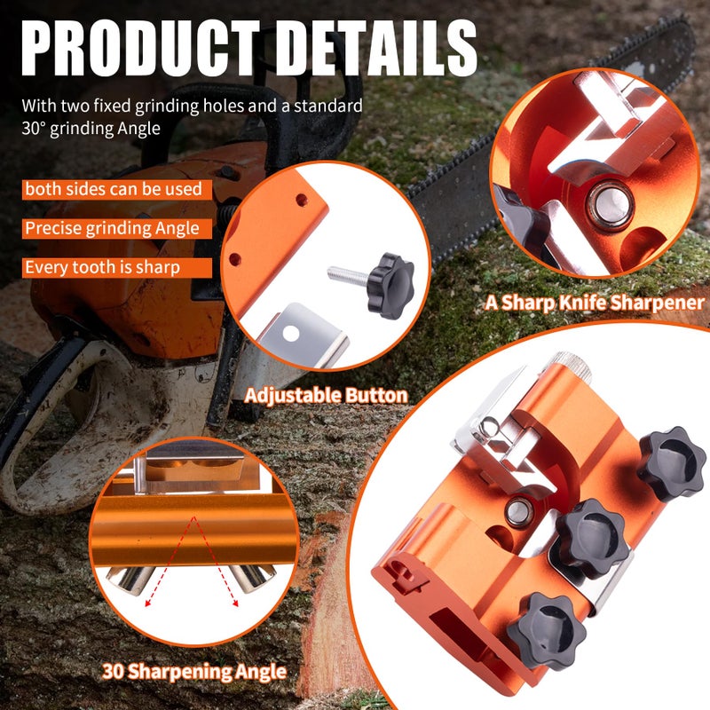 MRELC Chainsaw Sharpener, Chainsaw Sharpening Jig Kit, with Tungsten Burr Sharpening Rods,Portable Storage Bag, Hand-Cranked Sharpening Tool for 8-22 inches Chain Saws and Electric Saws - Image 5