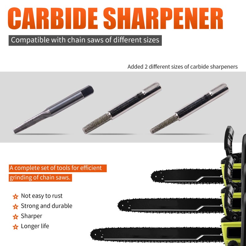 MRELC Chainsaw Sharpener, Chainsaw Sharpening Jig Kit, with Tungsten Burr Sharpening Rods,Portable Storage Bag, Hand-Cranked Sharpening Tool for 8-22 inches Chain Saws and Electric Saws - Image 3