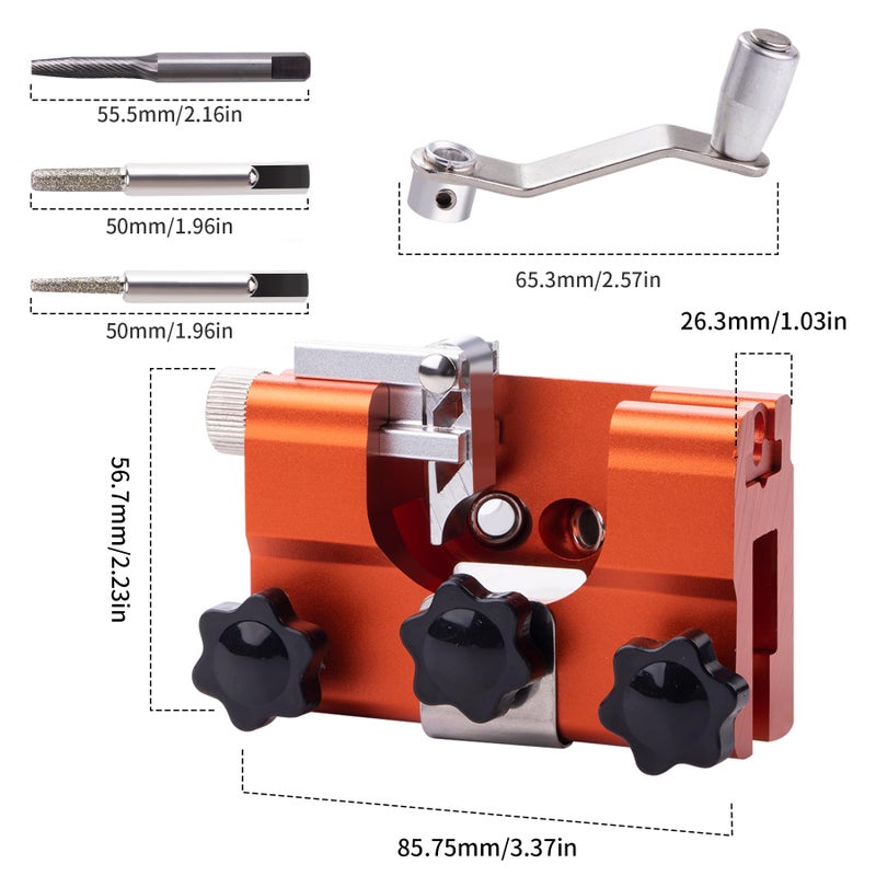 MRELC Chainsaw Sharpener, Chainsaw Sharpening Jig Kit, with Tungsten Burr Sharpening Rods,Portable Storage Bag, Hand-Cranked Sharpening Tool for 8-22 inches Chain Saws and Electric Saws - Image 2