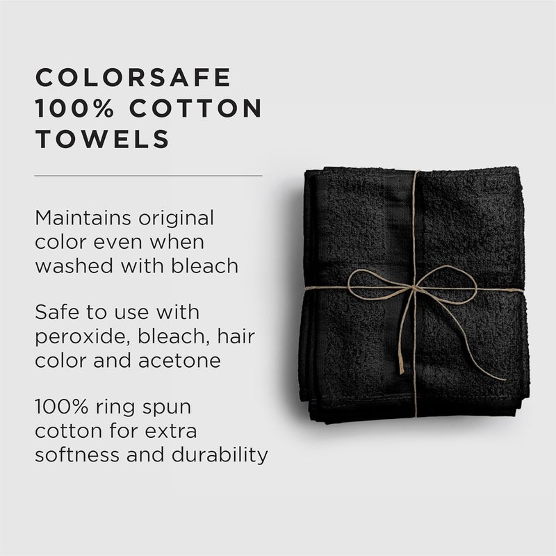Fromm ColorSafe 100% Cotton Bleach Proof Salon Hair Towels - 6 Pack, Black, 16" x 29" - Image 2